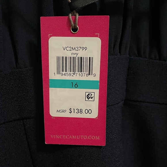 Vince Camuto Women's Chiffon Bow Neck Signature Crepe A-Line Dress - Picture 5 of 5